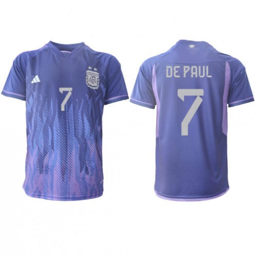 Argentina Rodrigo de Paul #7 Bortedrakt VM 2022 Kortermet Argentina Rodrigo de Paul #7 Bortedrakt VM 2022 Kortermet